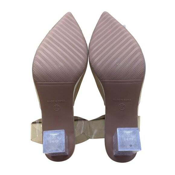 Women’s Clear Transparent Heels Rhinestone Embellished Slingback Pumps Size 40 - Picture 8 of 10